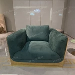 Luxury Fabric Sofa Set with Gold Stainless Steel Base (3-Seater + Loveseat + Accent Chair)